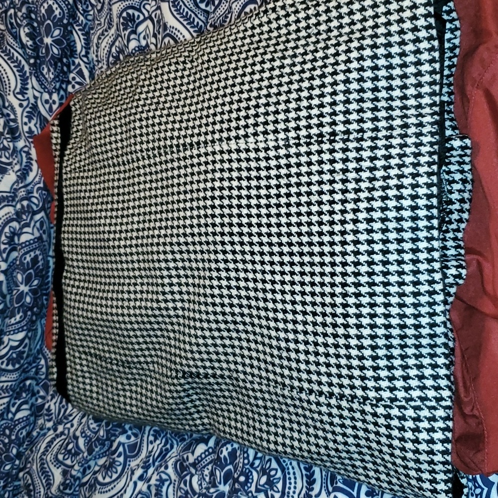 Vintage black and white skirt with black velvet accent